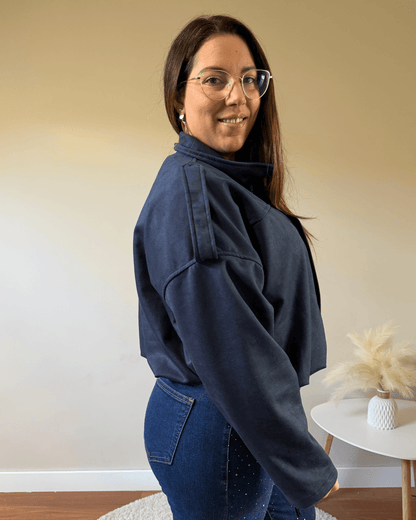 Chaqueta Bomber Antelina - SÜMAI COLLECTION - Azul Noche
