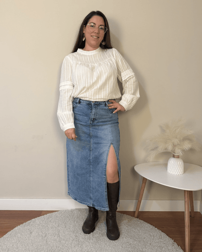 Falda Denim Midi - SÜMAI COLLECTION - Falda Denim Midi