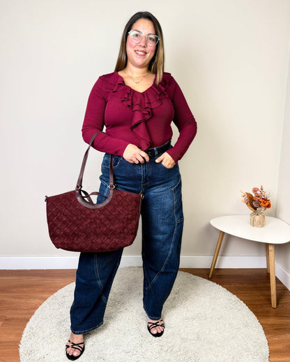 Tote Trenzado Burdeos - SÜMAI COLLECTION - Tote Trenzado Burdeos